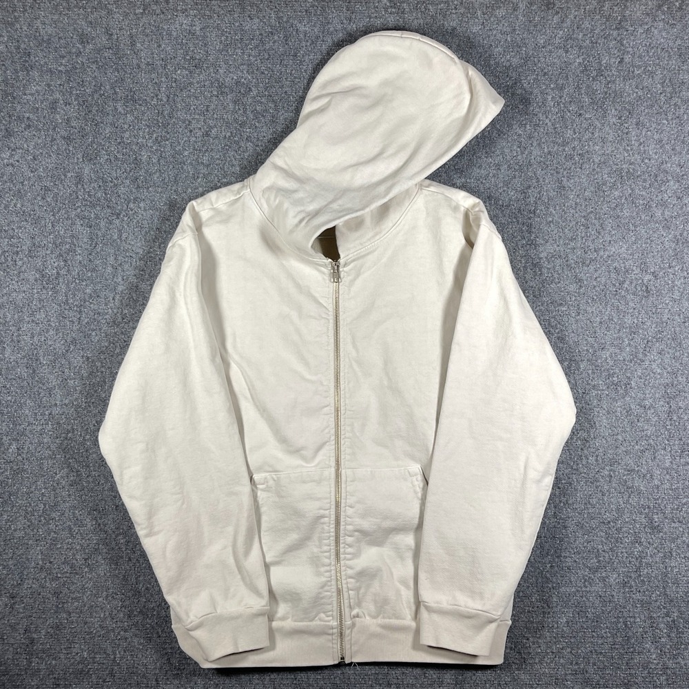 Talentless Heavyweight Zip Up Hoodie Sweatshirt Ivory Cream Size Medium #2574